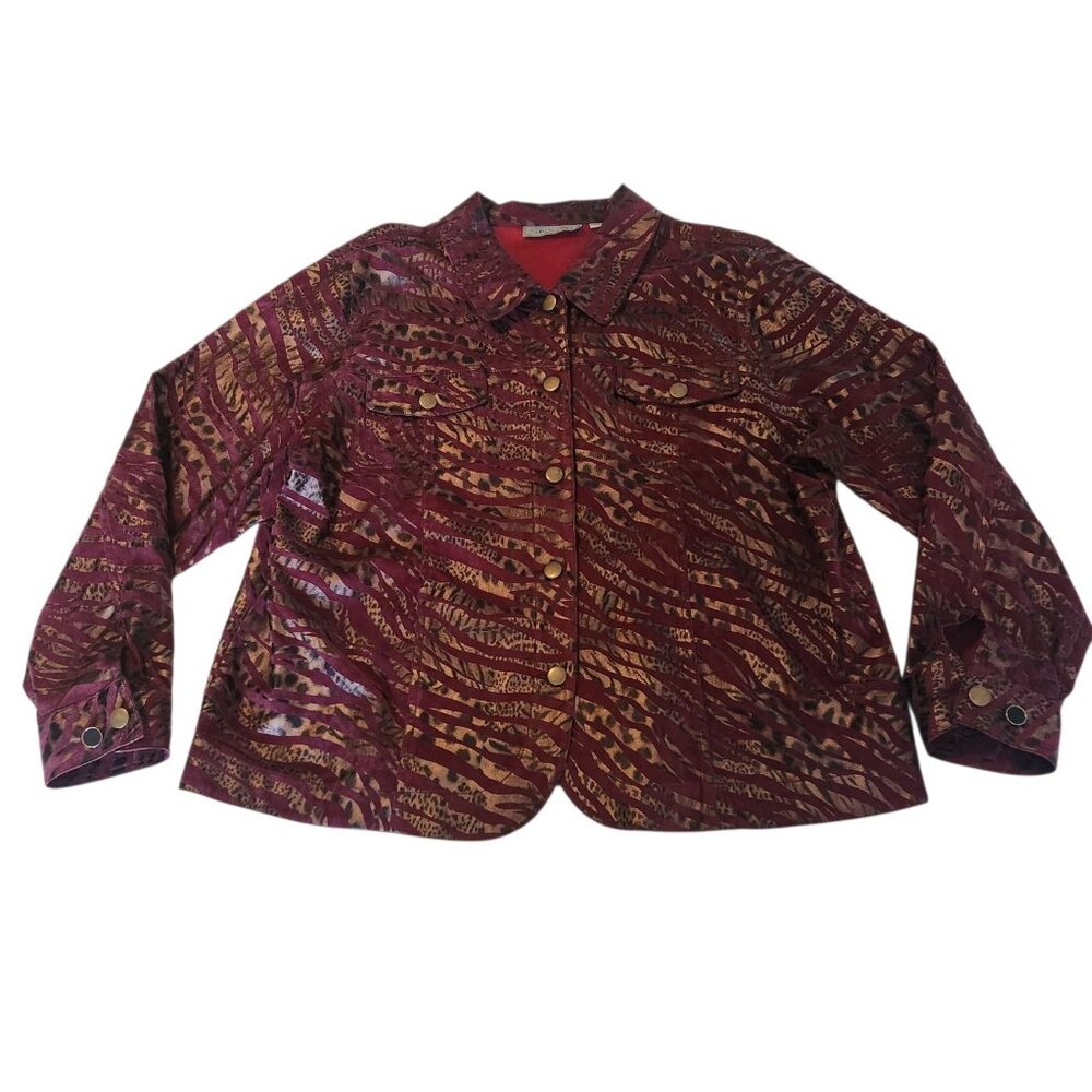 Birch Hill Animal Print Jacket Red Bronze Glimmer Western Womens 1X